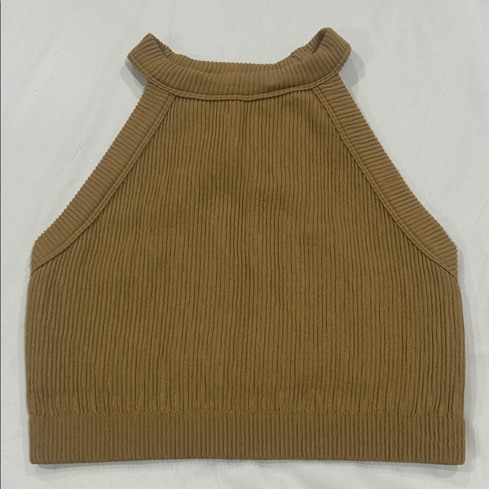 Aerie Brown Ribbed Crop Top